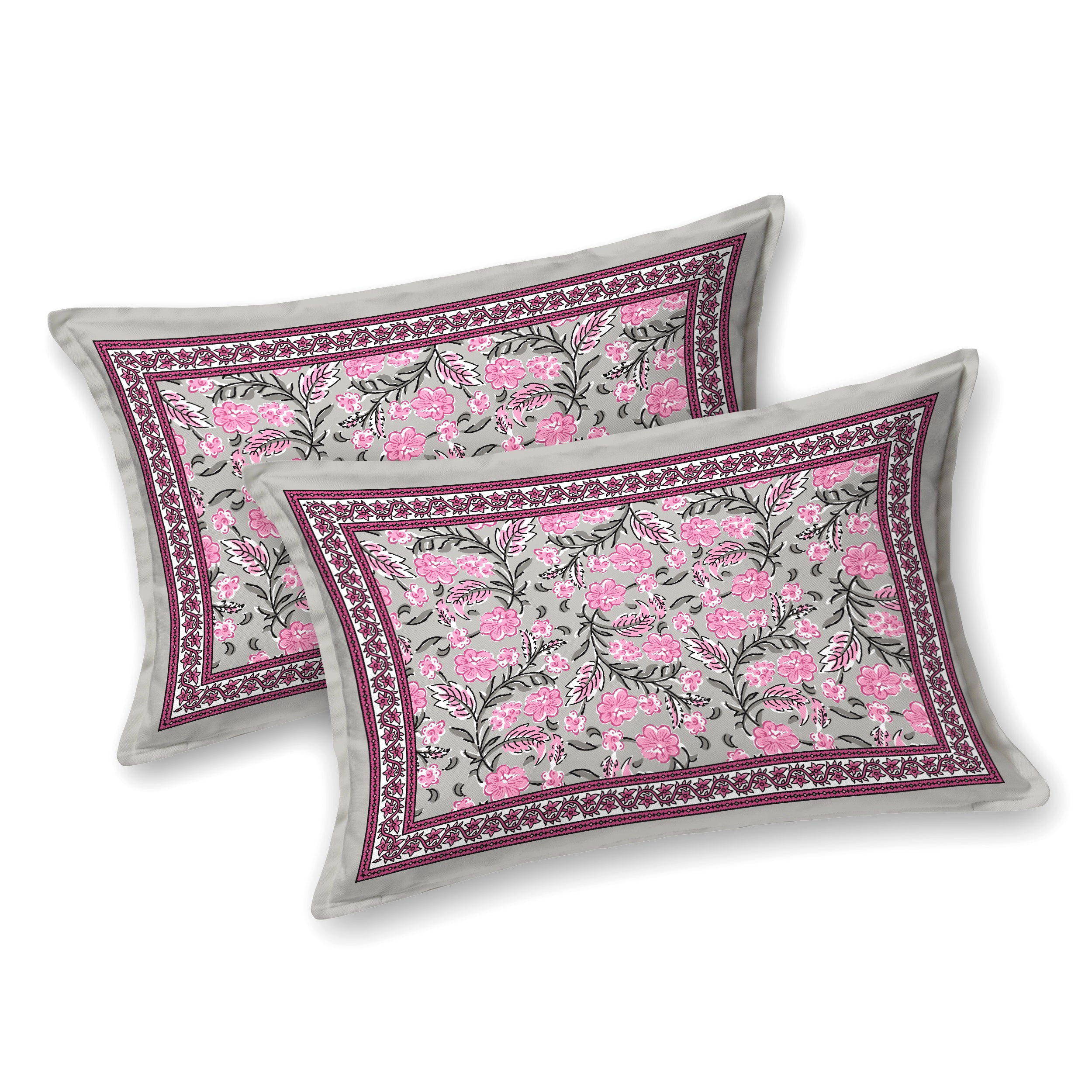 Rose Grey Floral Print King size bedsheet