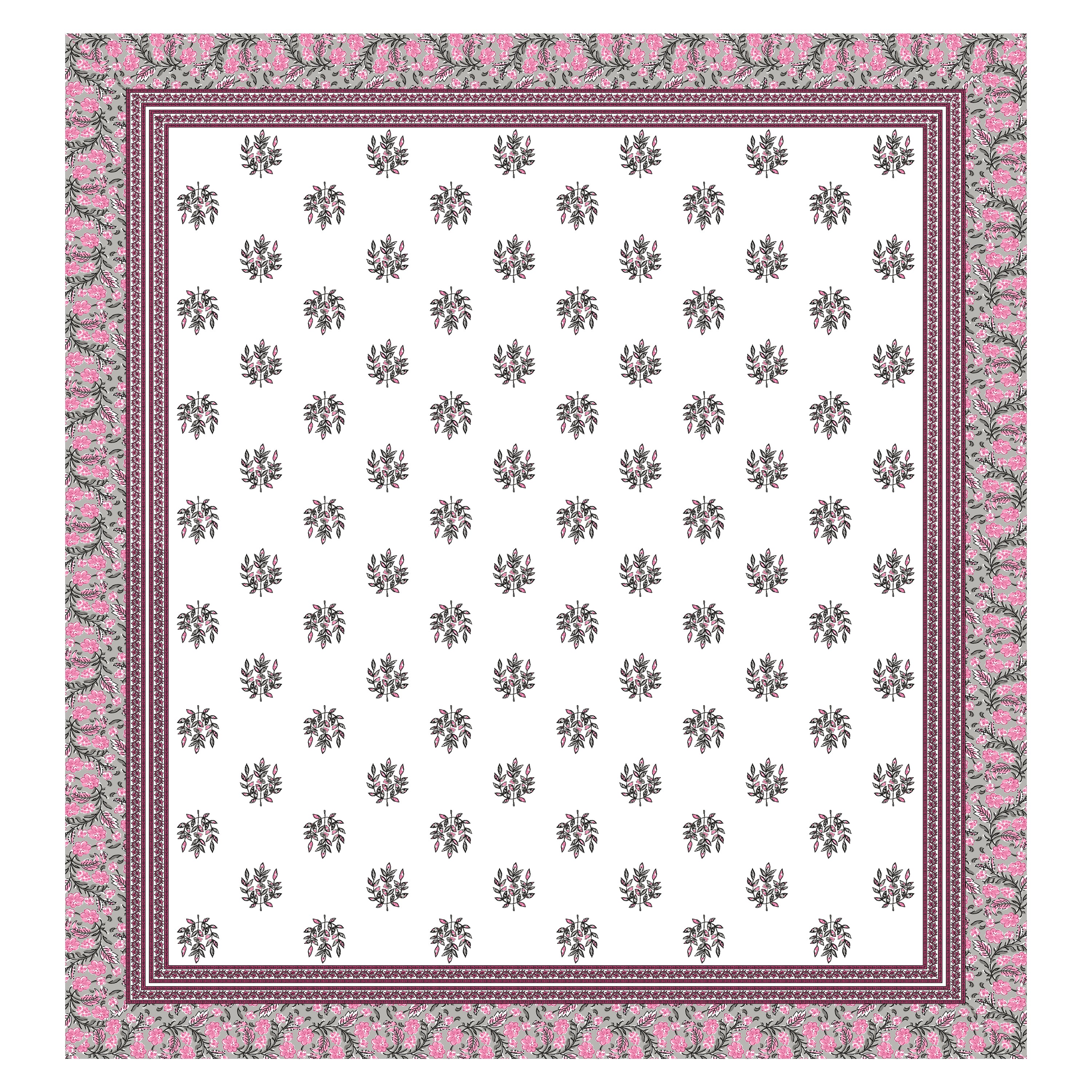 Rose Grey Floral Print King size bedsheet