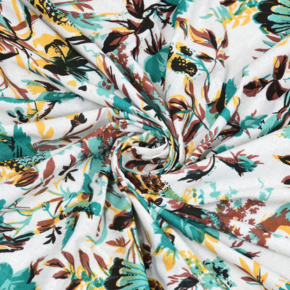 Luxury Floral Paradise Bedsheet – Mustard Border, Teal Flowers