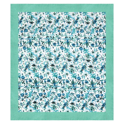 Blue Peacock Cotton Bedsheet – Aqua Green Border