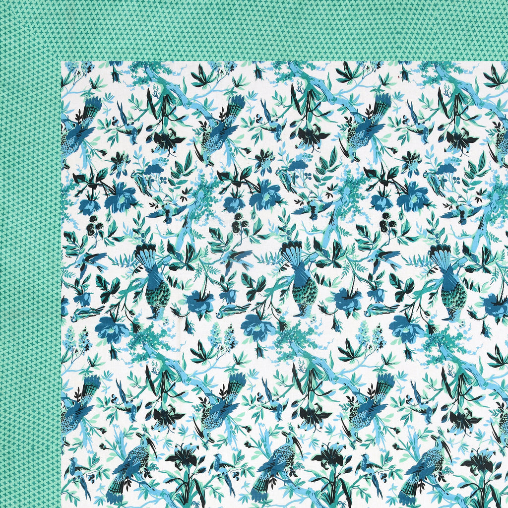 Blue bird Cotton Bedsheet – Aqua Green Border