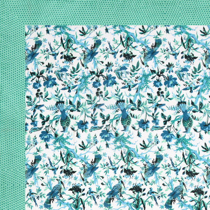 Blue Peacock Cotton Bedsheet – Aqua Green Border