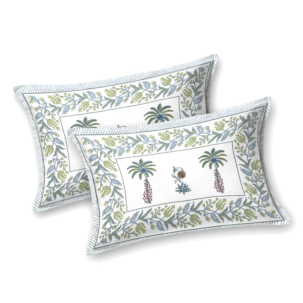 Palm Paradise King Size Bedsheet – Blue Green