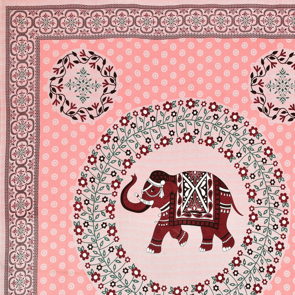 Pink Elephant Charm Cotton Bedsheet