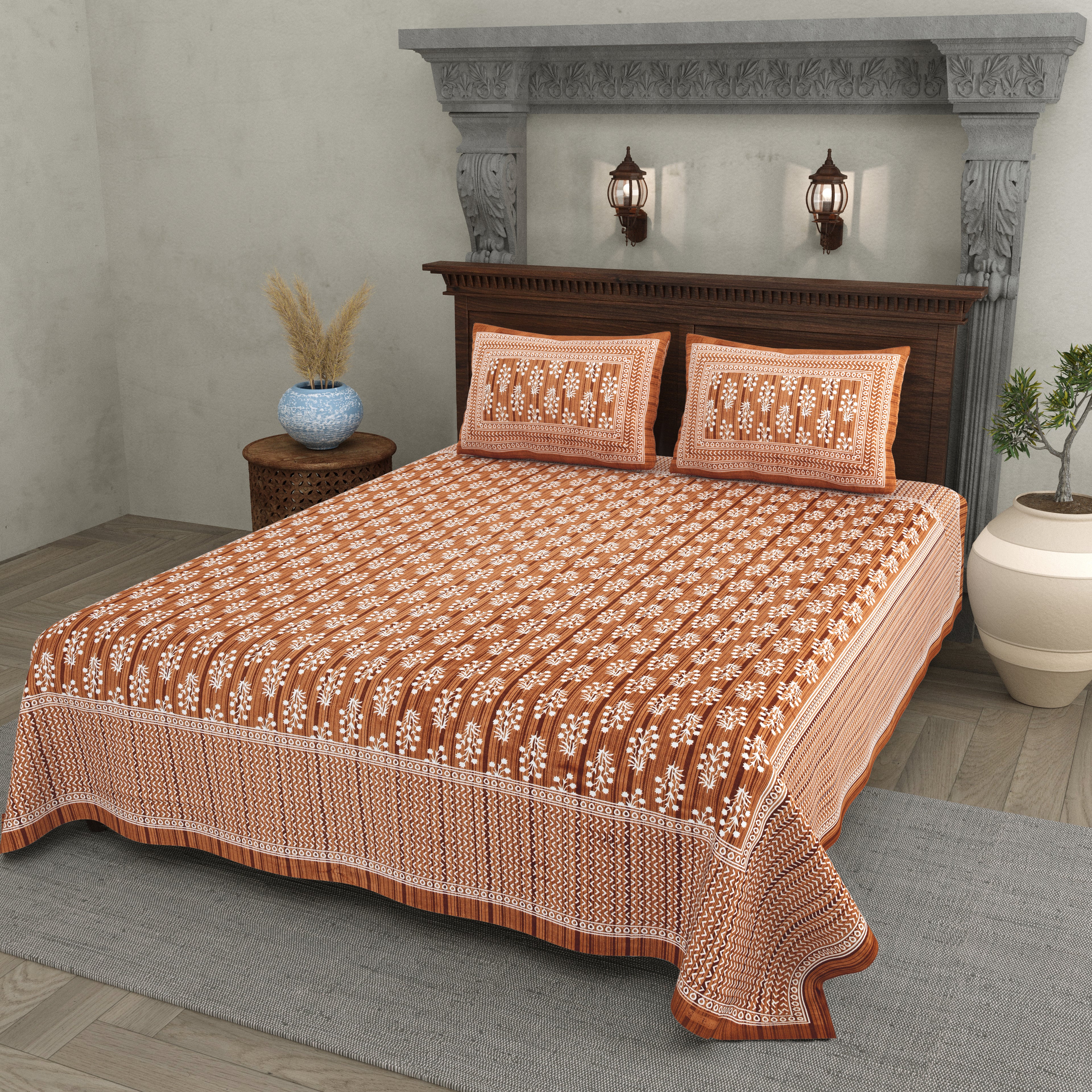 Rust Harmony Cotton Bedsheet
