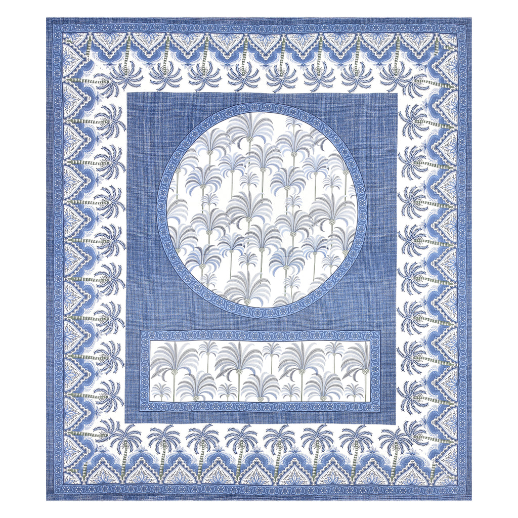 Palm Grove Cotton Bedsheet – Indigo Courtyard Calm