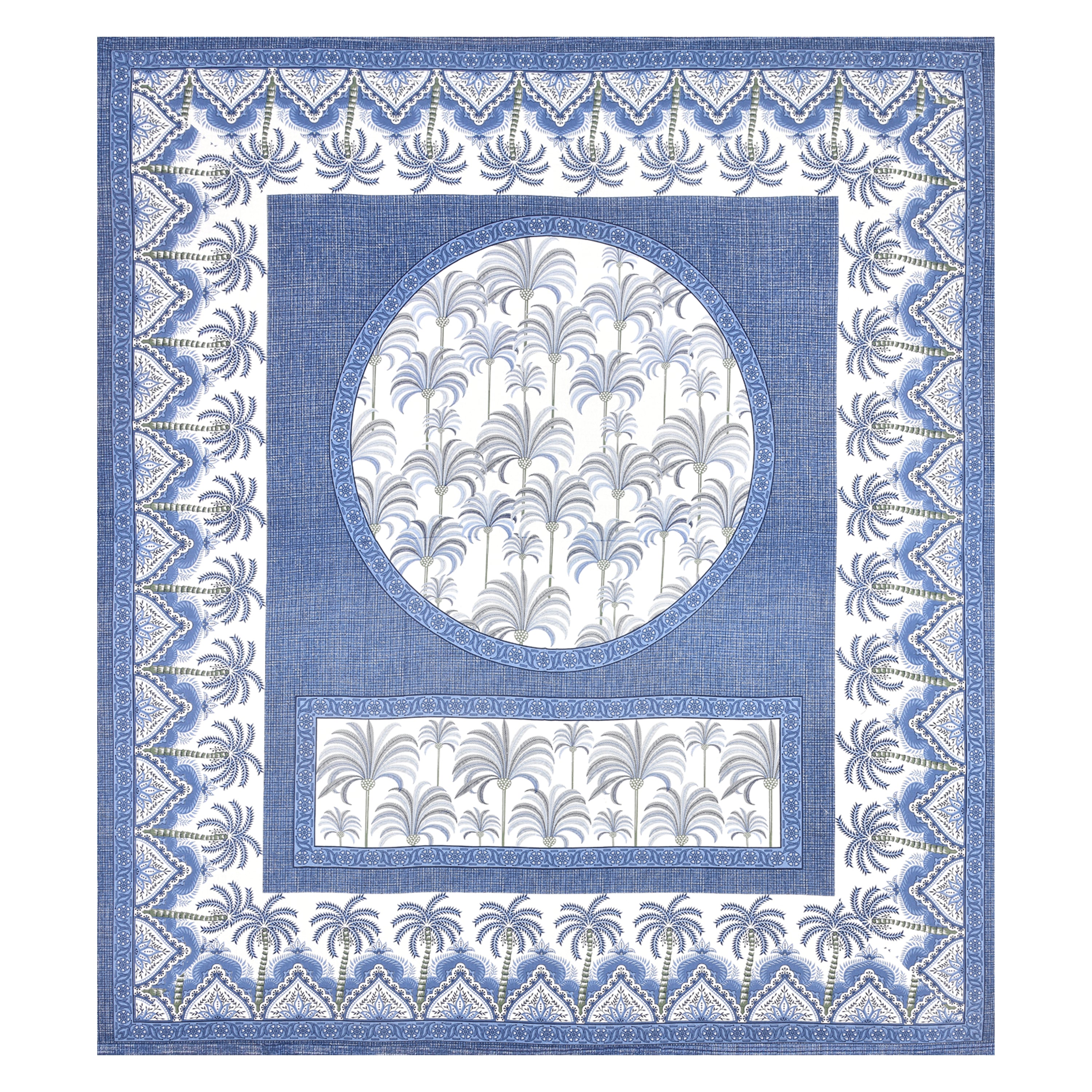 Palm Grove Cotton Bedsheet – Indigo Courtyard Calm