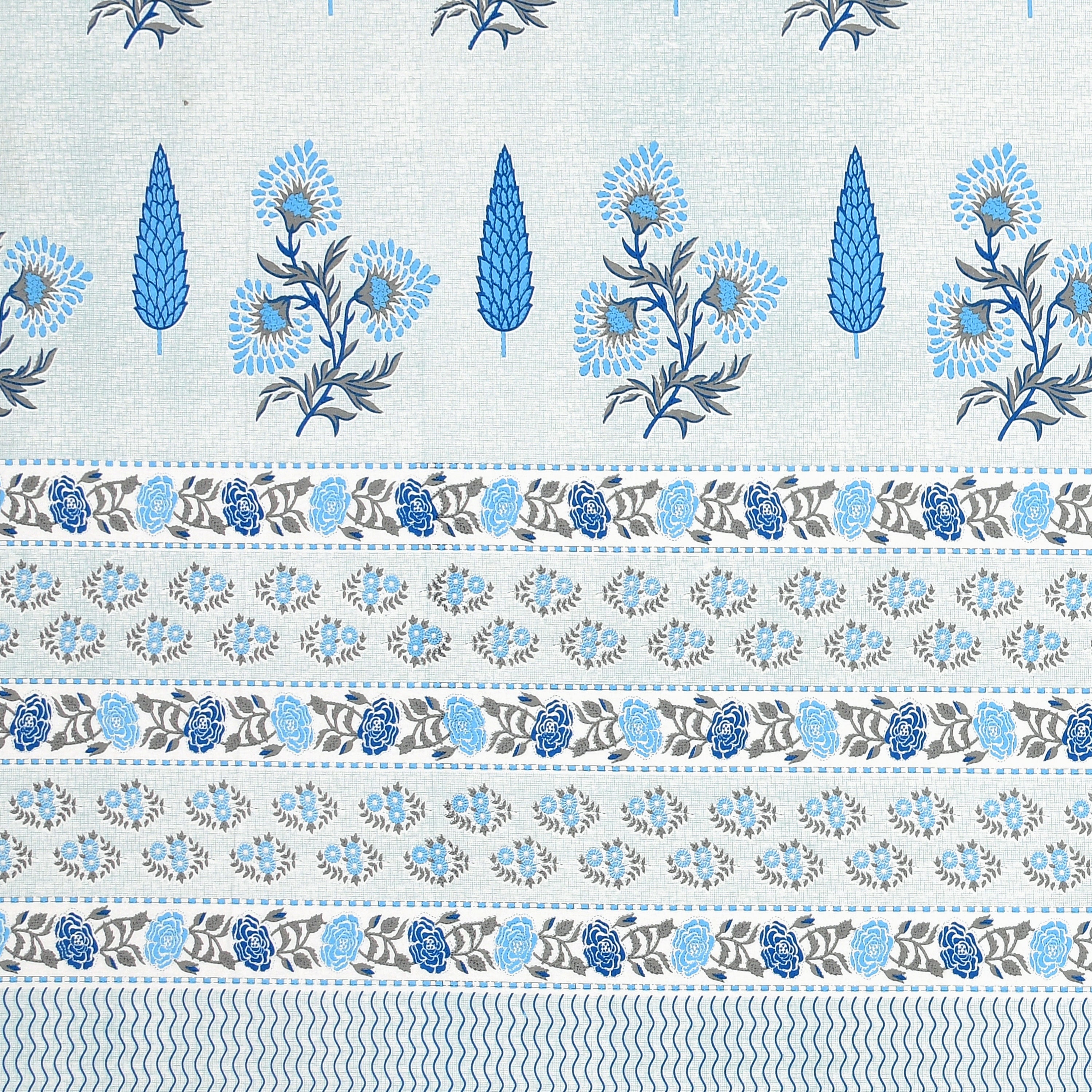 Sky Blue Blooms Super King Size Bedsheet