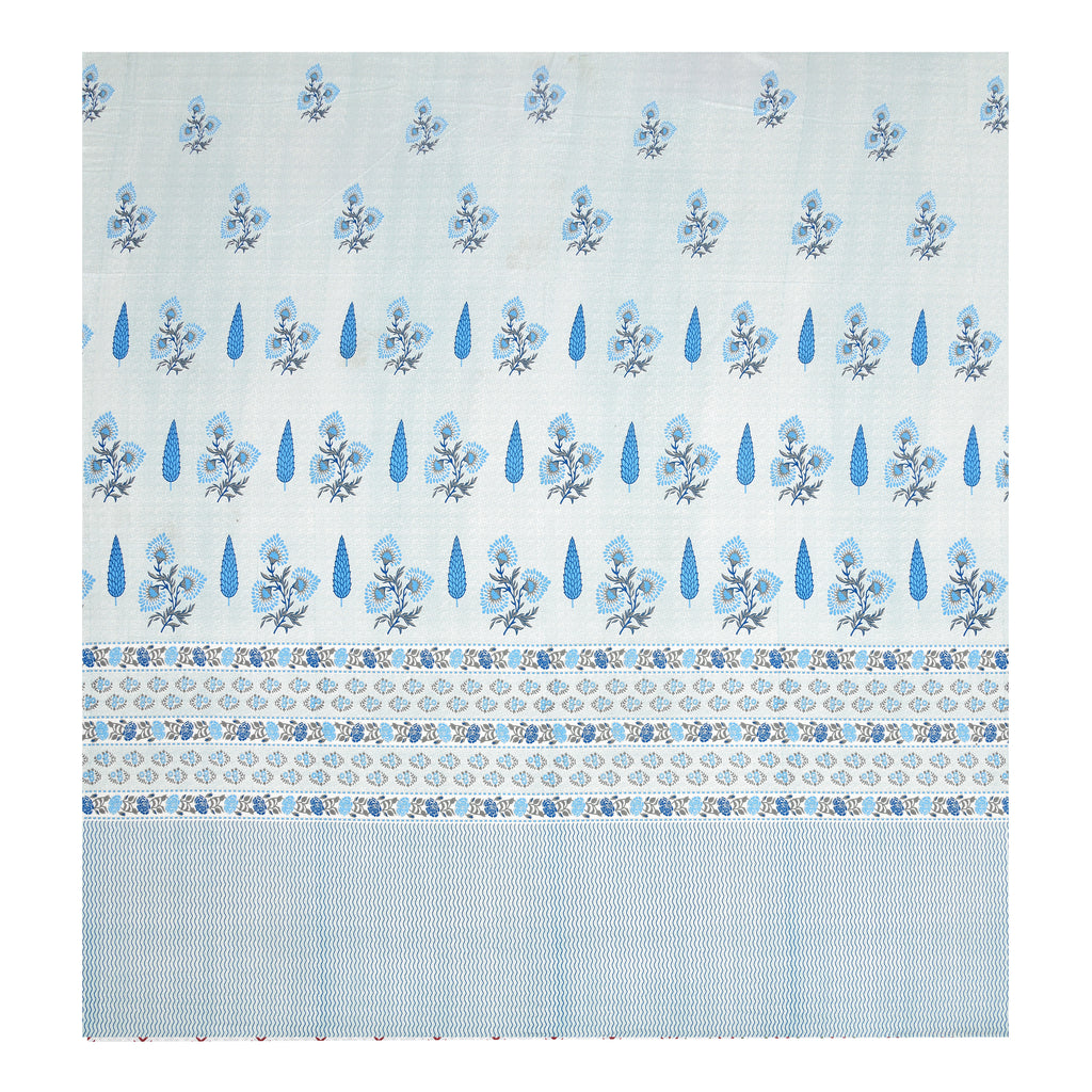 Sky Blue Blooms Super King Size Bedsheet