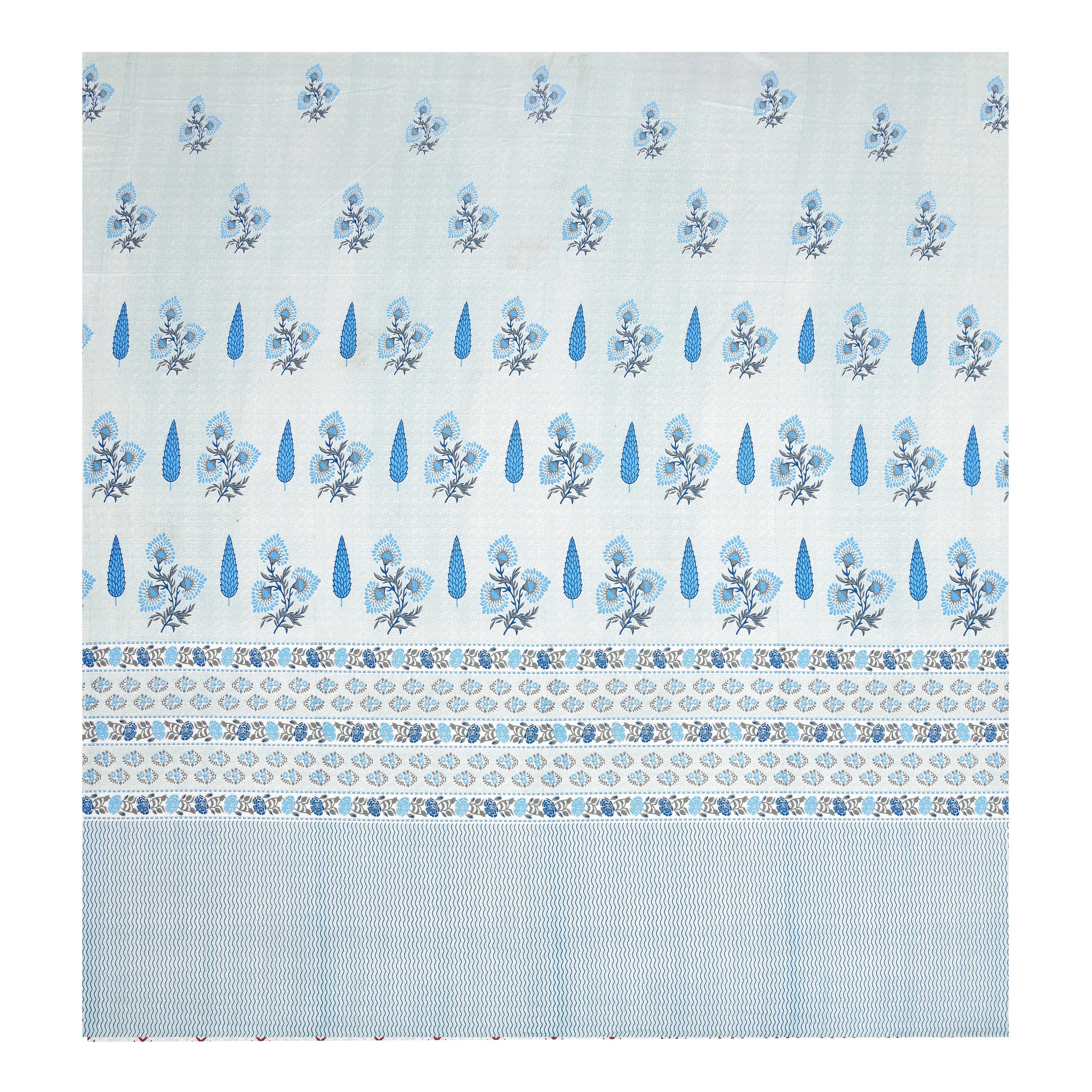 Sky Blue Blooms Super King Size Bedsheet