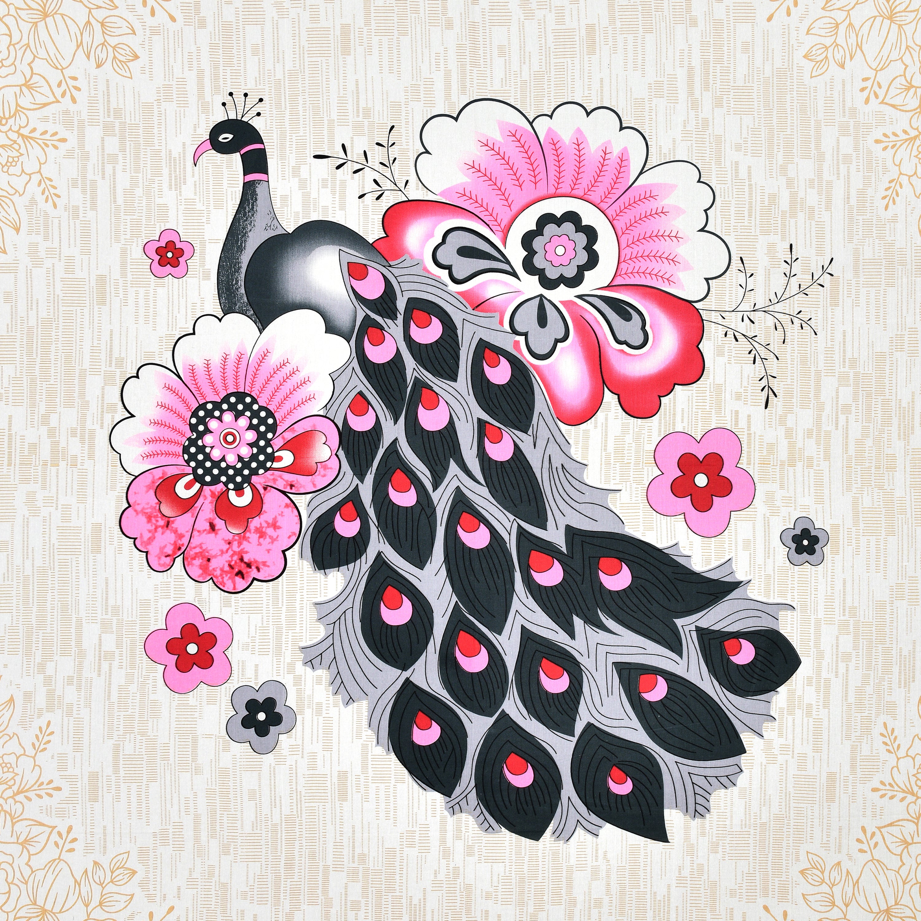 Pink Peacock Glory Cotton Bedsheet