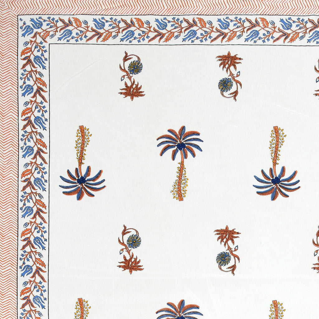 Palm Paradise King Size Bedsheet – Orange Blue