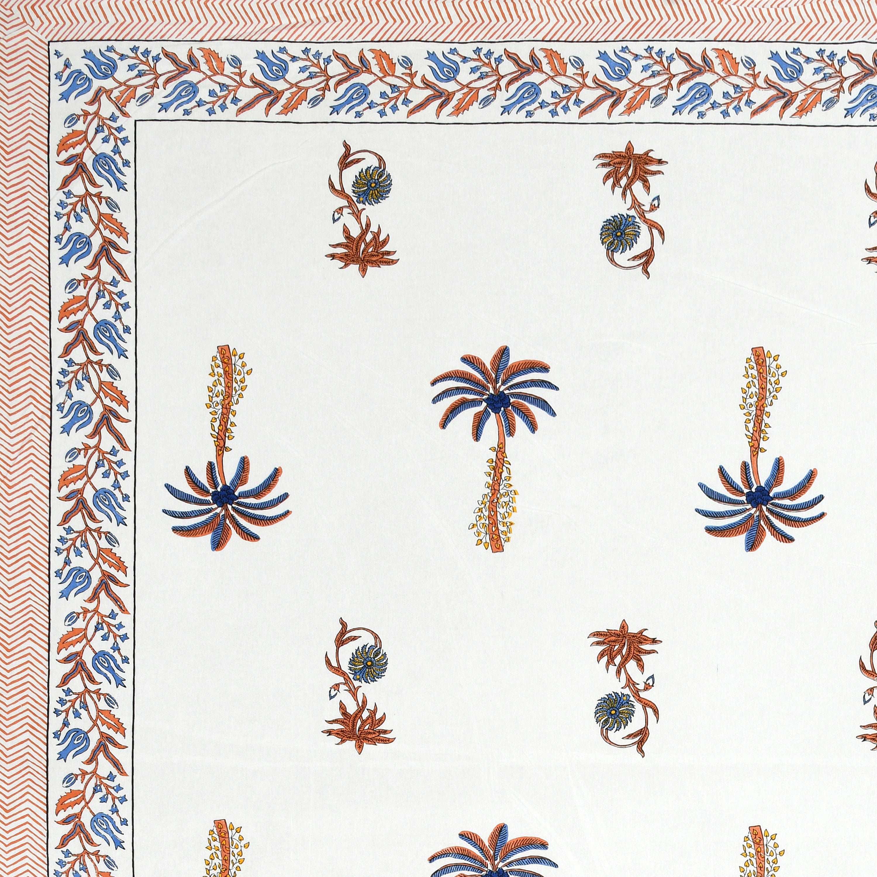 Palm Paradise King Size Bedsheet – Orange Blue