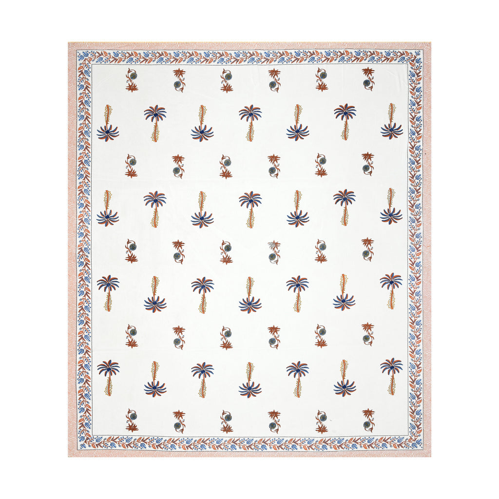 Palm Paradise King Size Bedsheet – Orange Blue