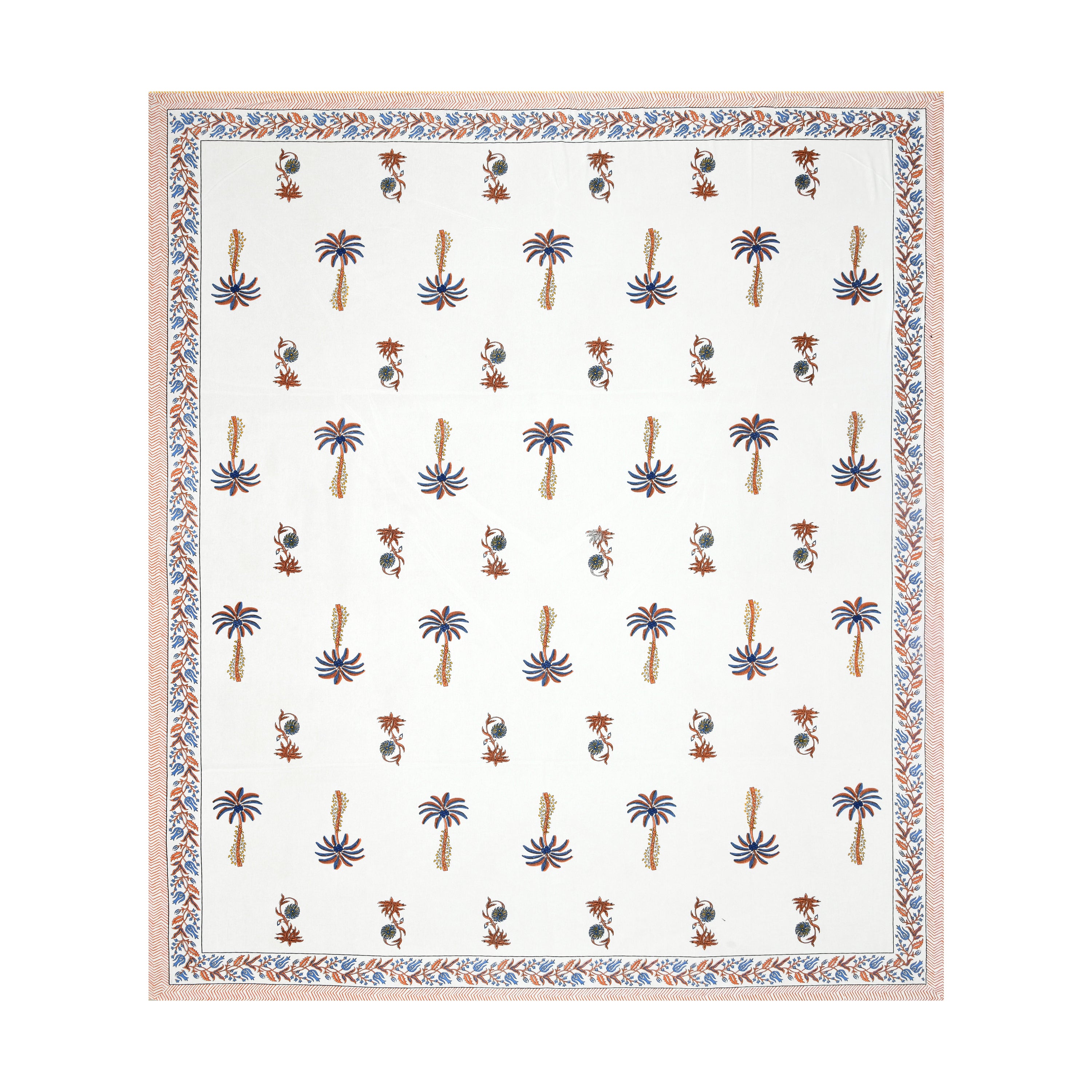 Palm Paradise King Size Bedsheet – Orange Blue