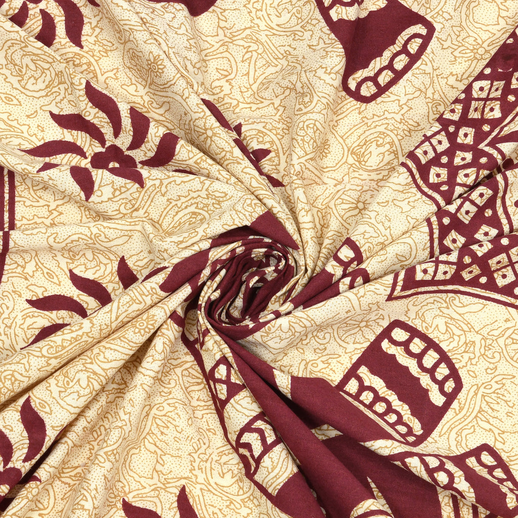 Royal Elephant Print Cotton Bedsheet – Maroon Elegance