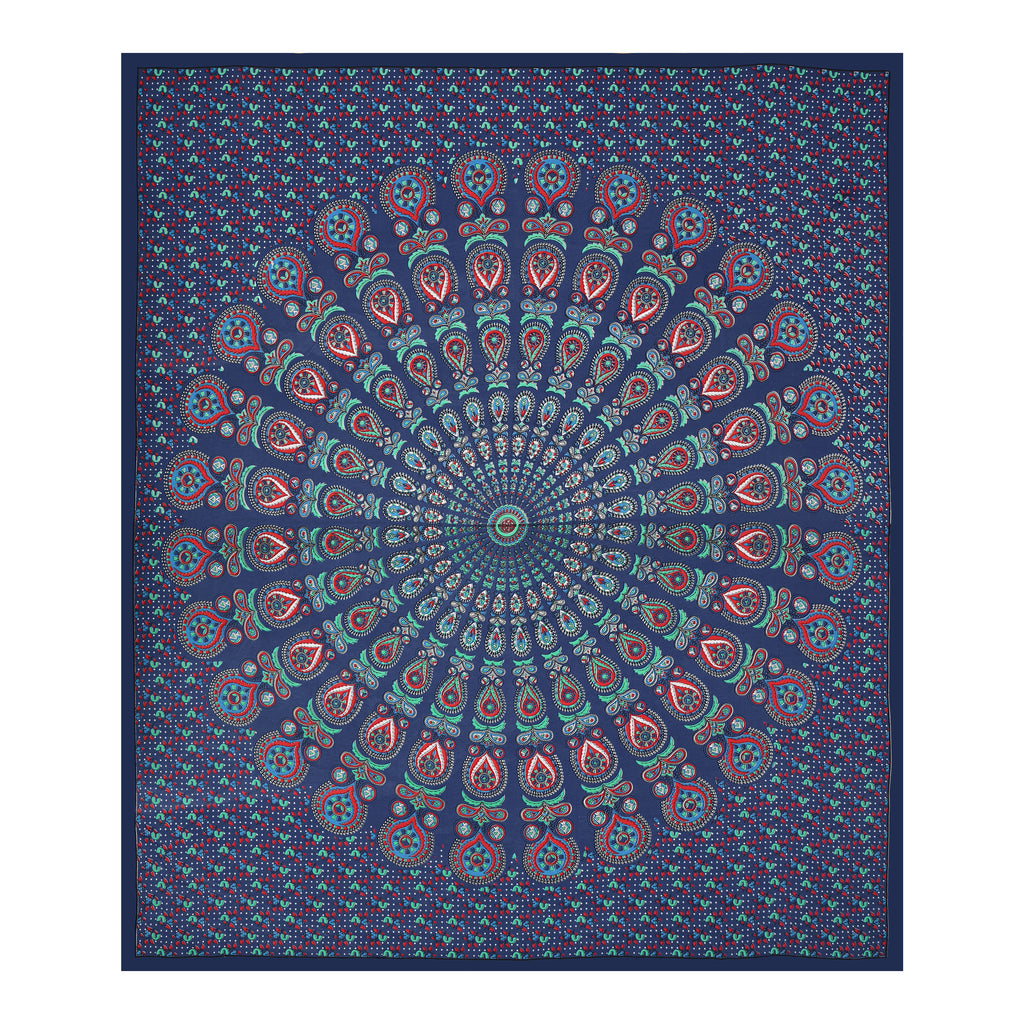 Blue Mandala Radiance Cotton Bedsheet