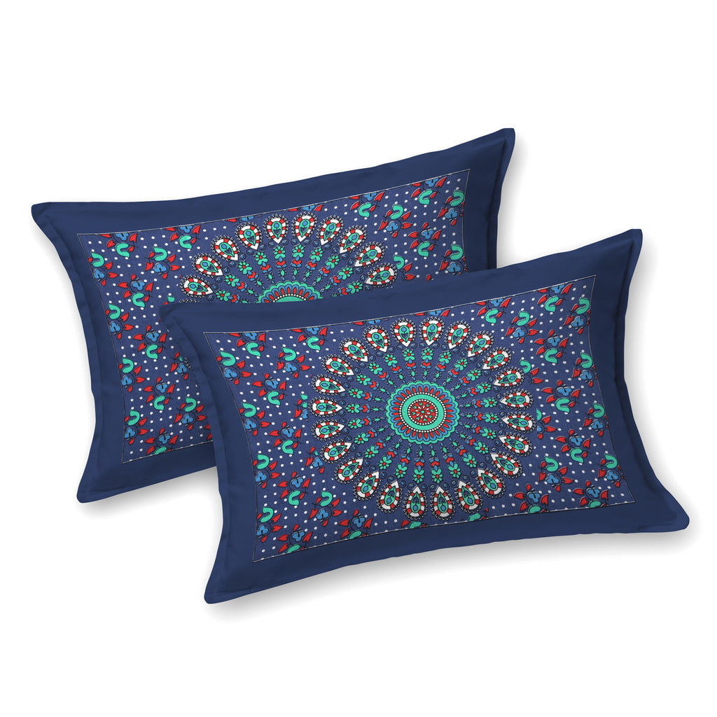 Blue Mandala Radiance Cotton Bedsheet