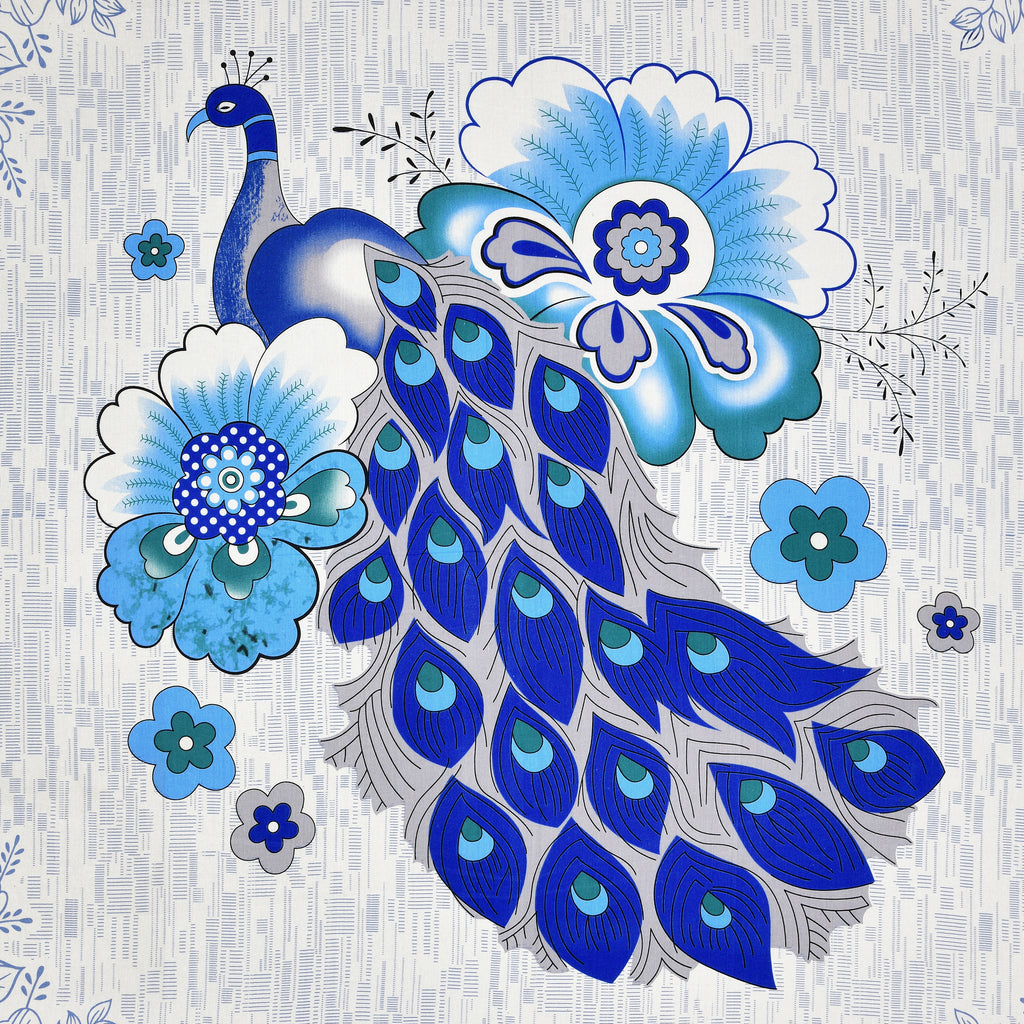 Blue Peacock Glory Cotton Bedsheet