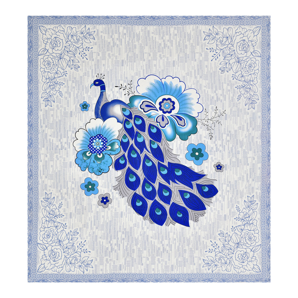 Blue Peacock Glory Cotton Bedsheet