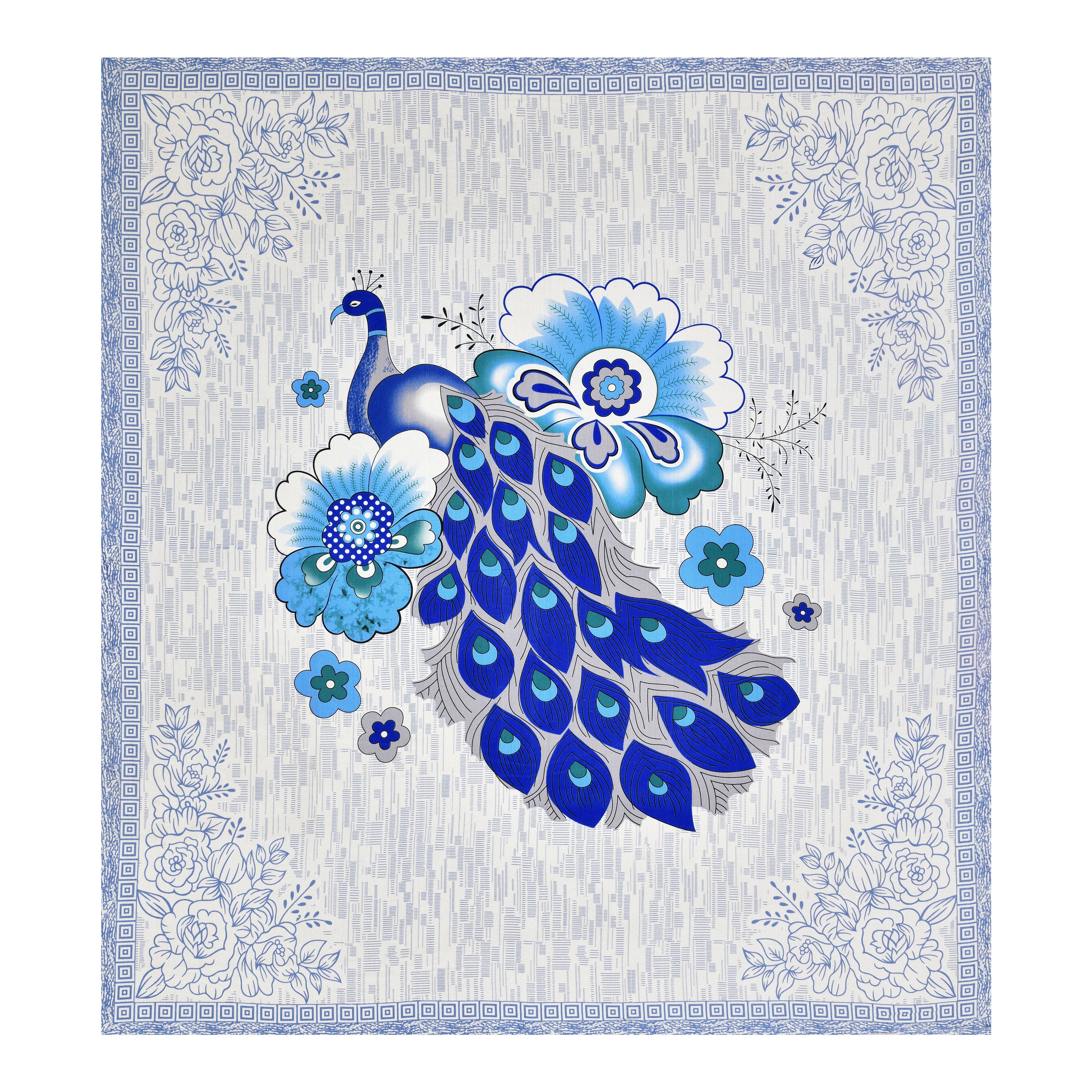 Blue Peacock Glory Cotton Bedsheet