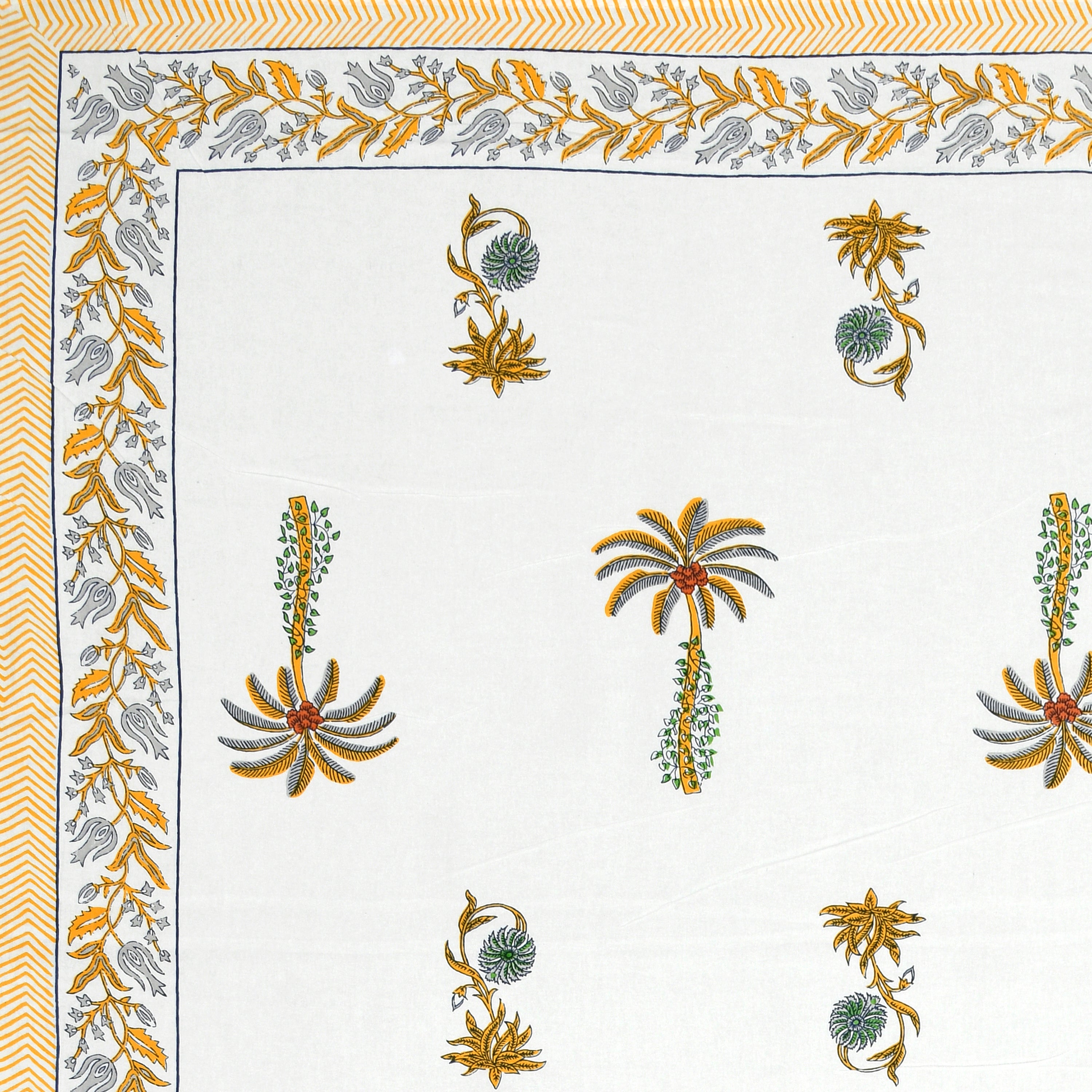 Palm Paradise King Size Bedsheet – Mustard Green