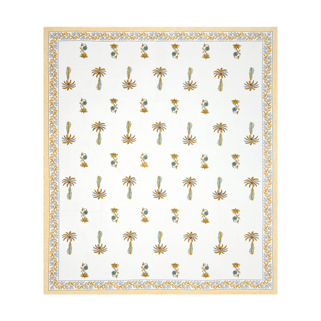 Palm Paradise King Size Bedsheet – Mustard Green