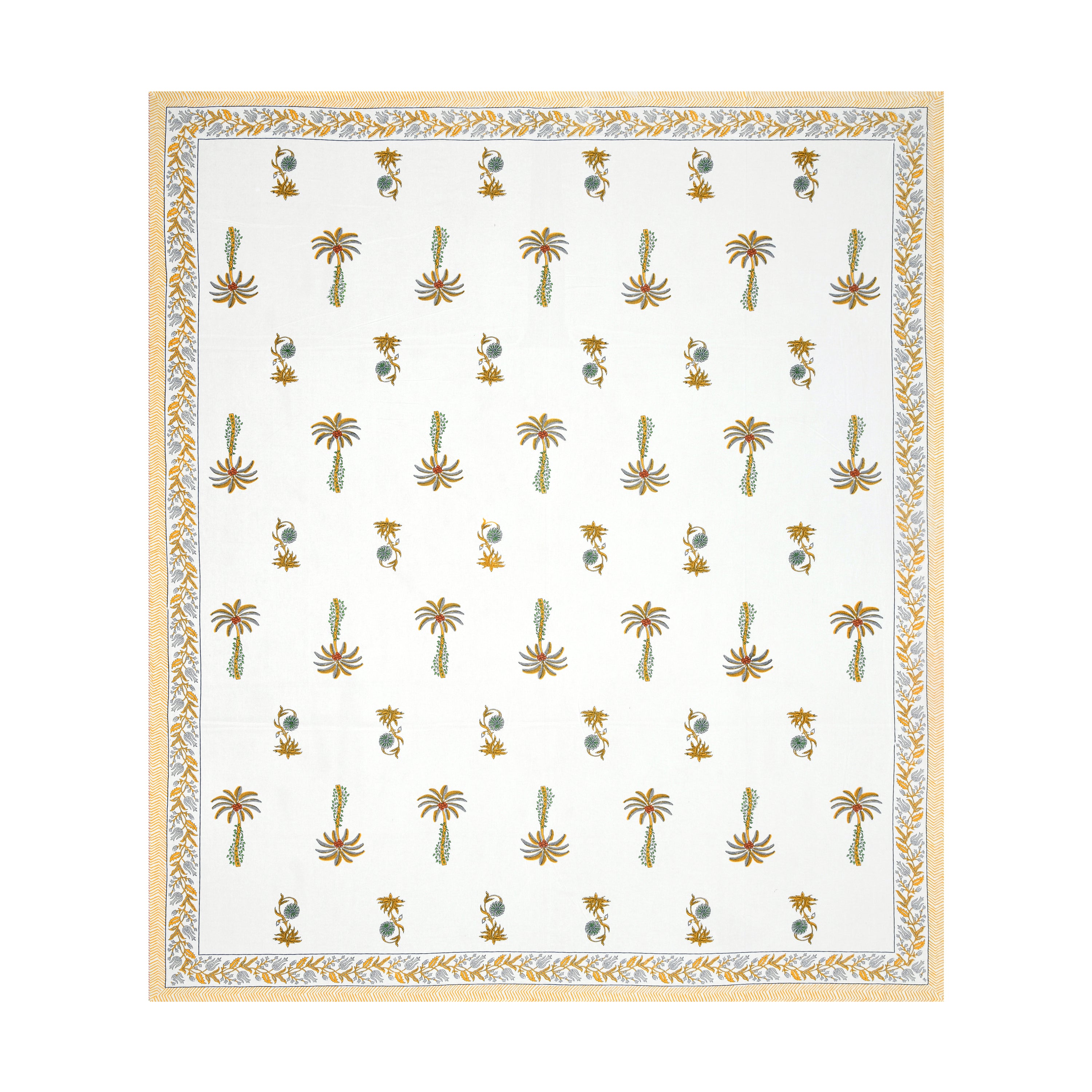 Palm Paradise King Size Bedsheet – Mustard Green