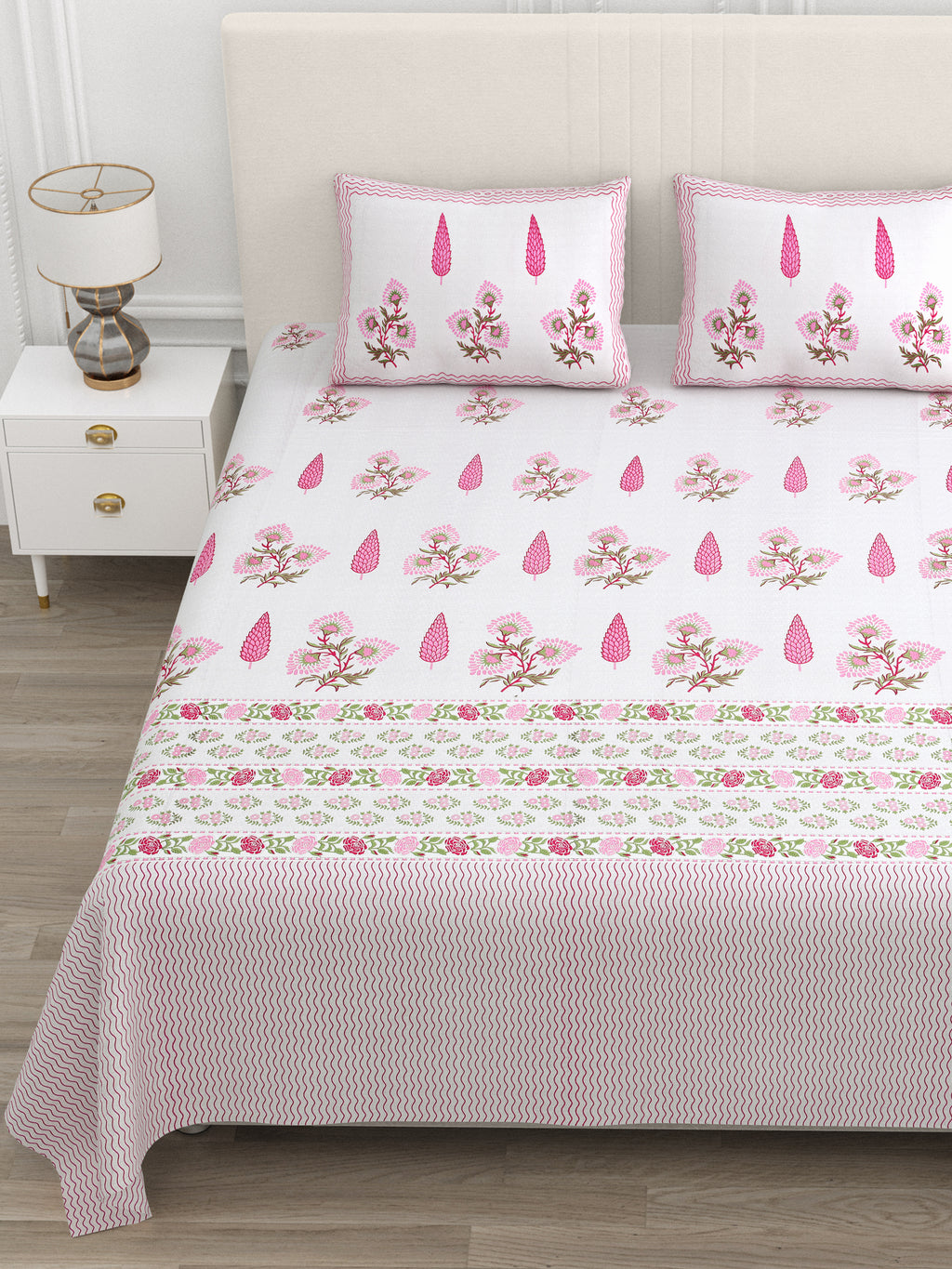 Blush Pink Blooms Super King Size Bedsheet