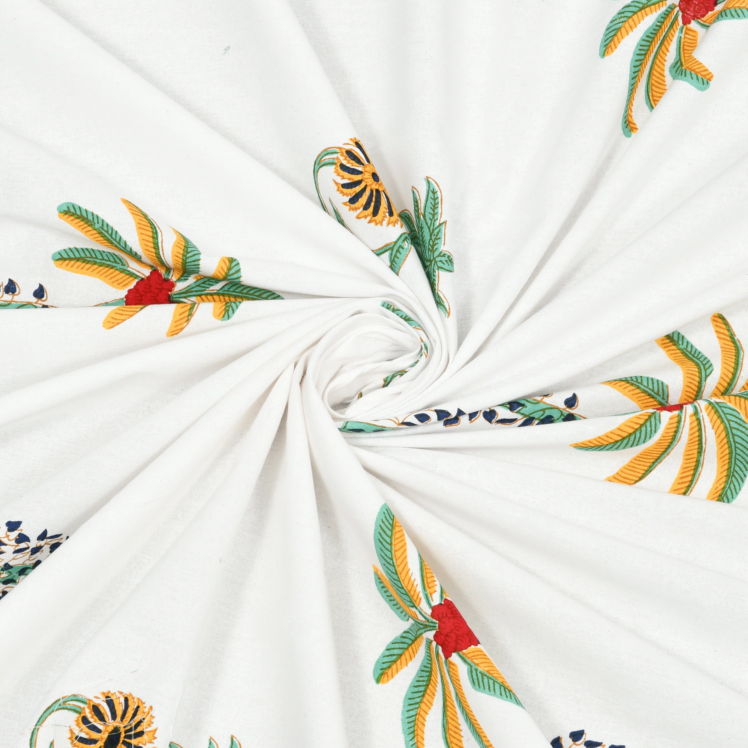 Palm Paradise King Size Bedsheet – Mustard Green