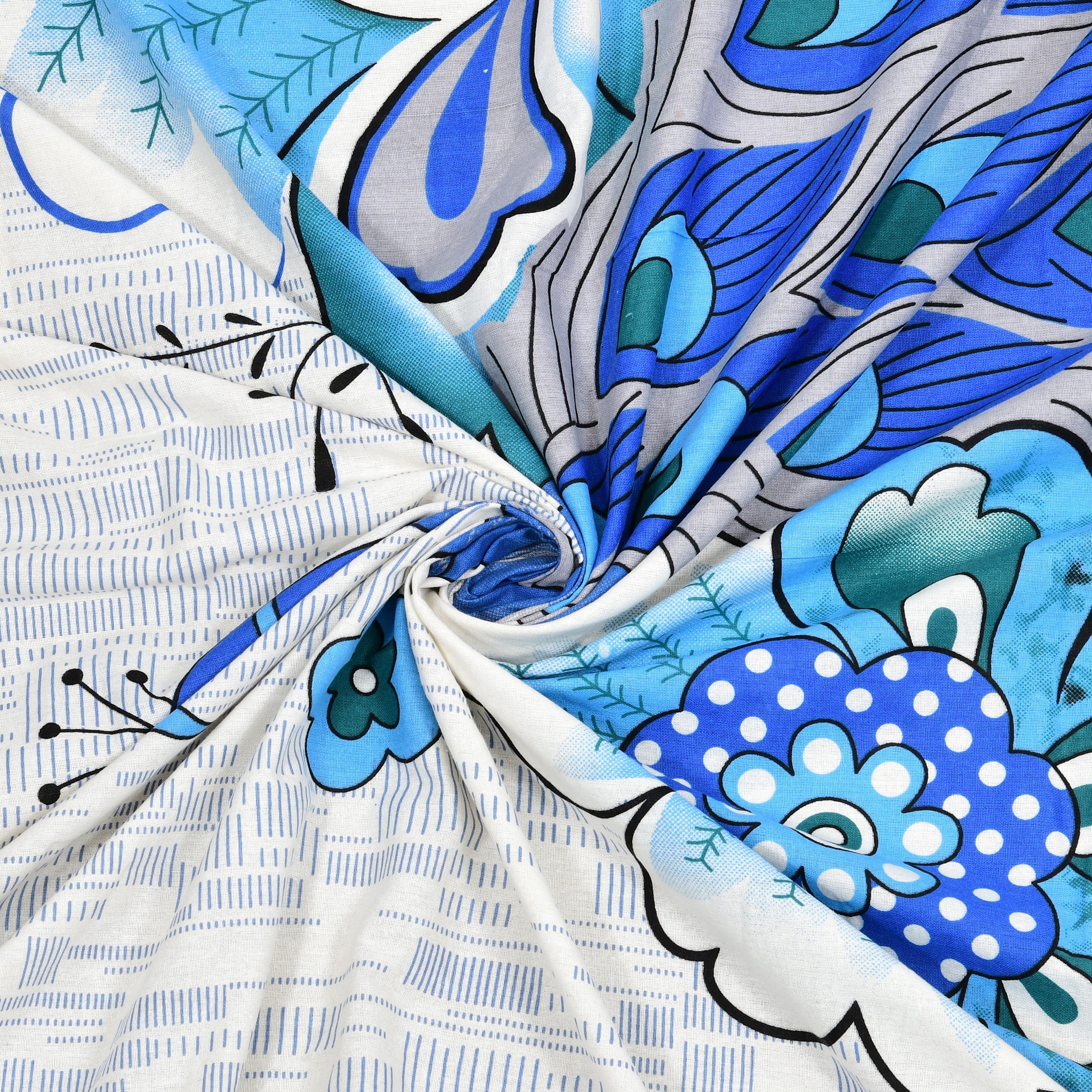 Blue Peacock Glory Cotton Bedsheet