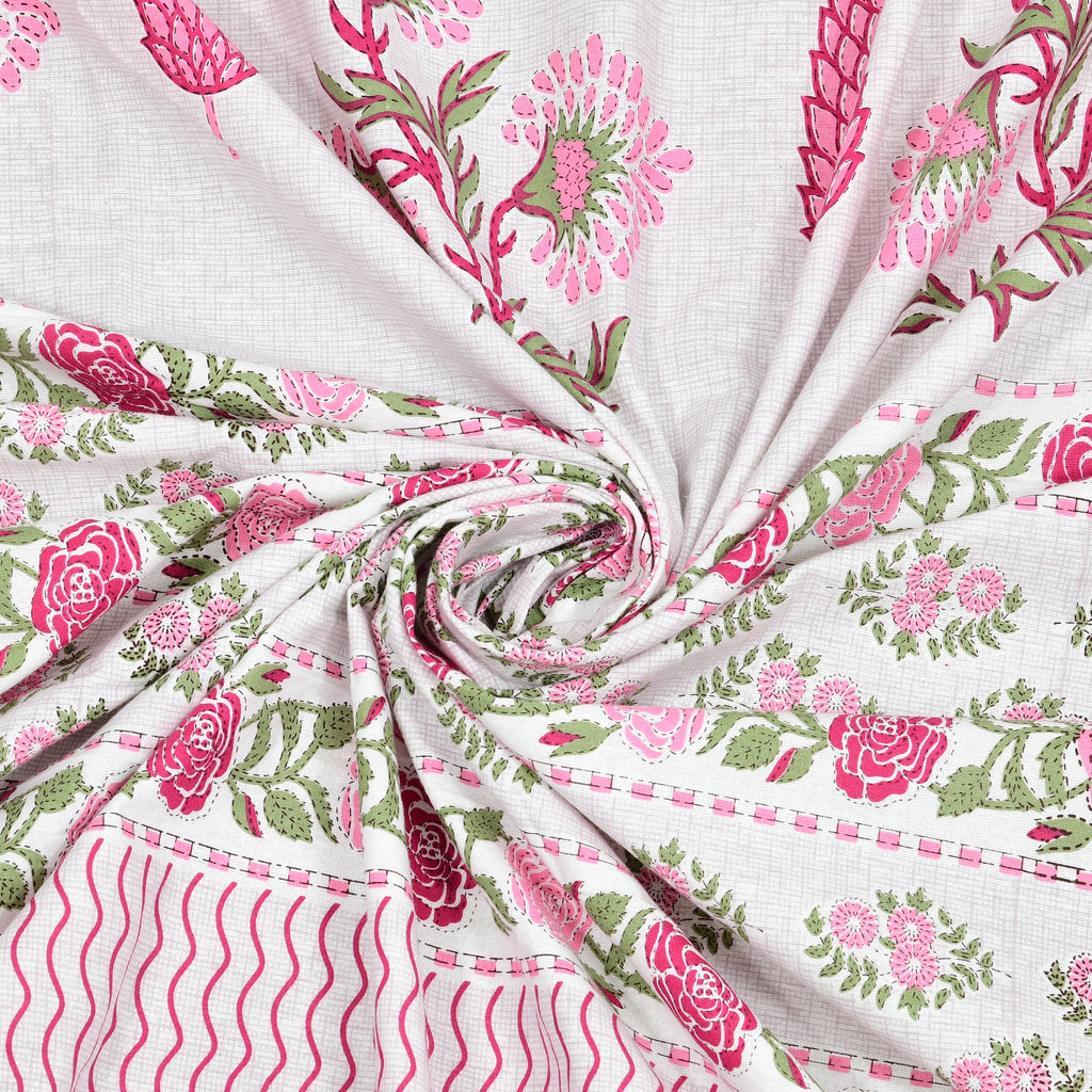 Blush Pink Blooms Super King Size Bedsheet