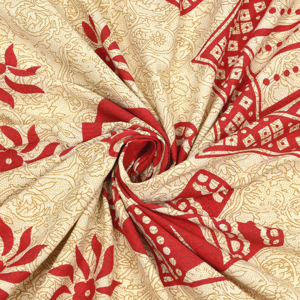 Royal Elephant Print Cotton Bedsheet – Red Classic