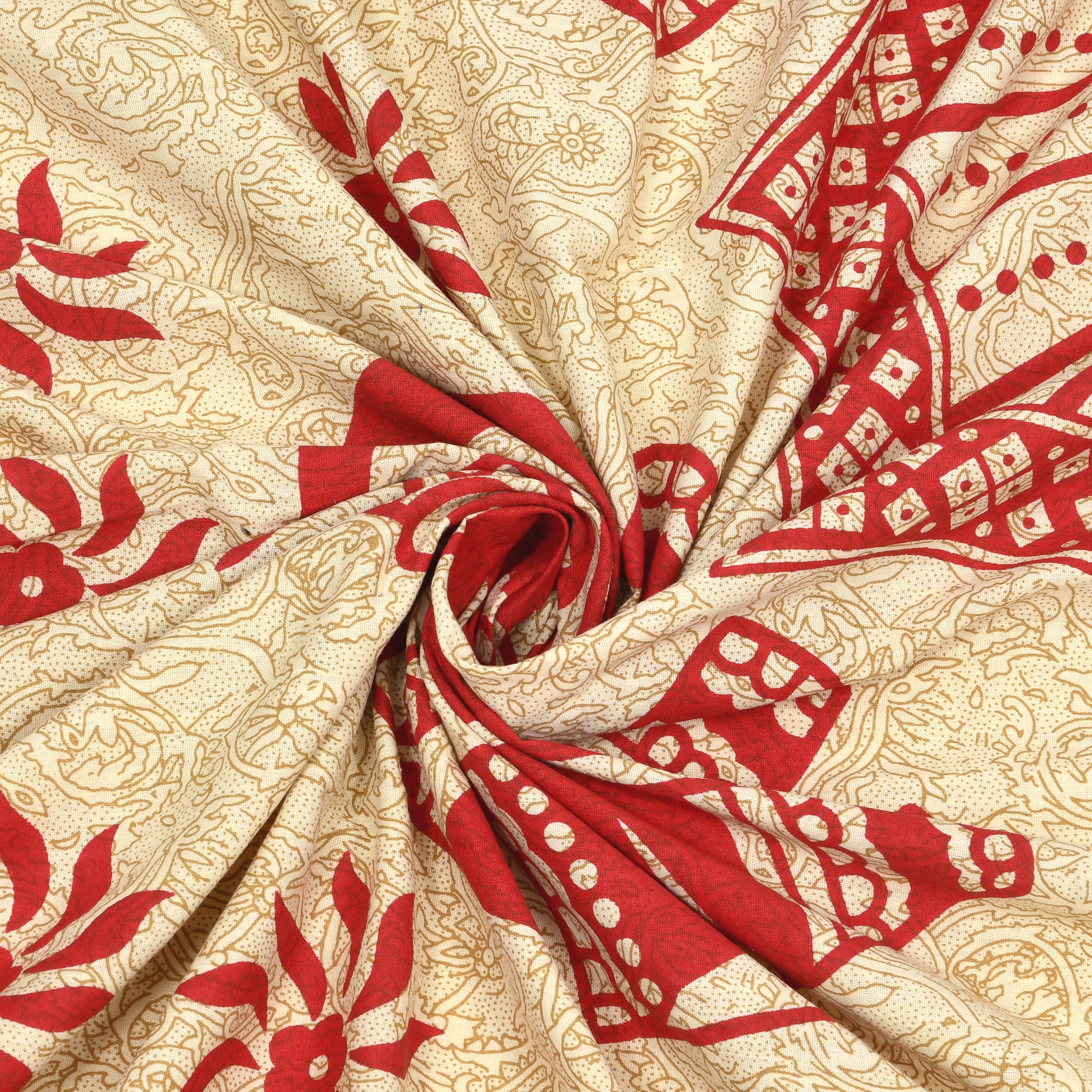 Royal Elephant Print Cotton Bedsheet – Red Classic