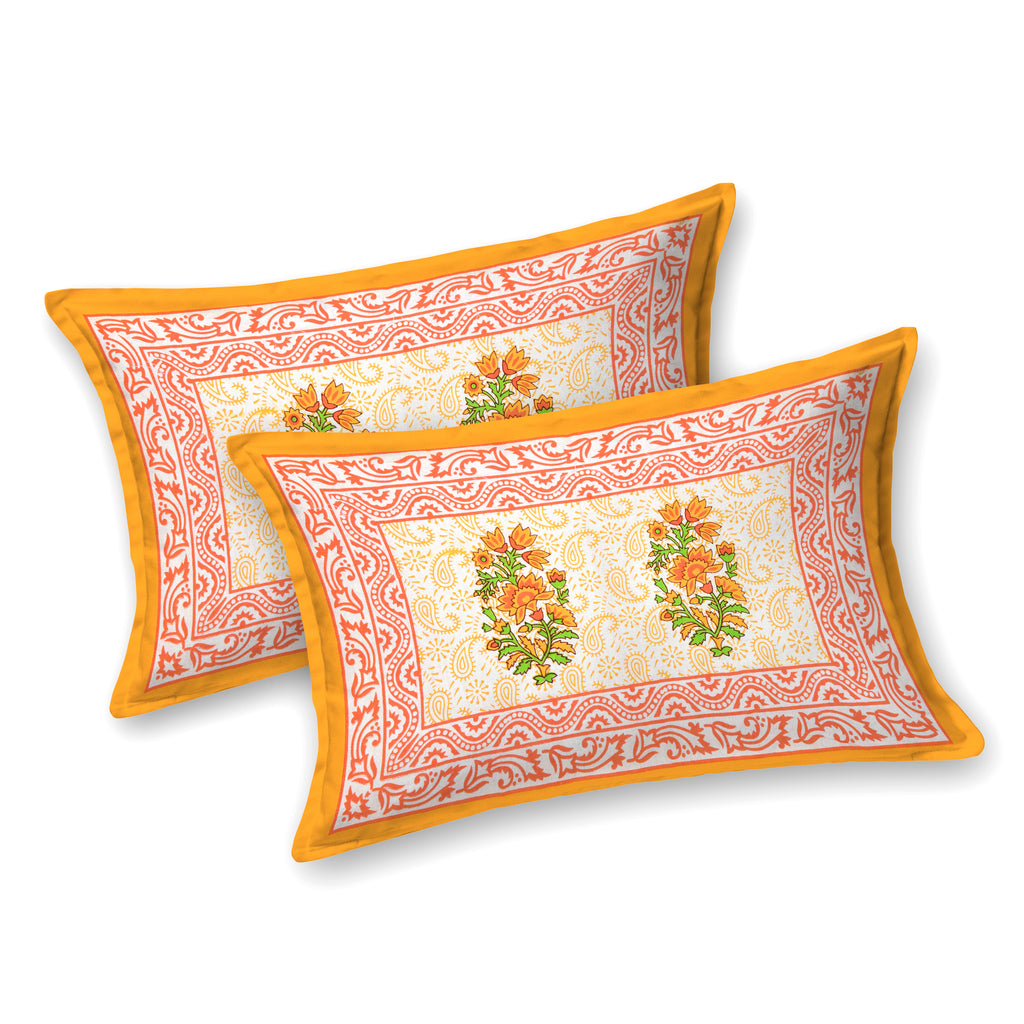 Orange Blossom Charm Cotton Bedsheet