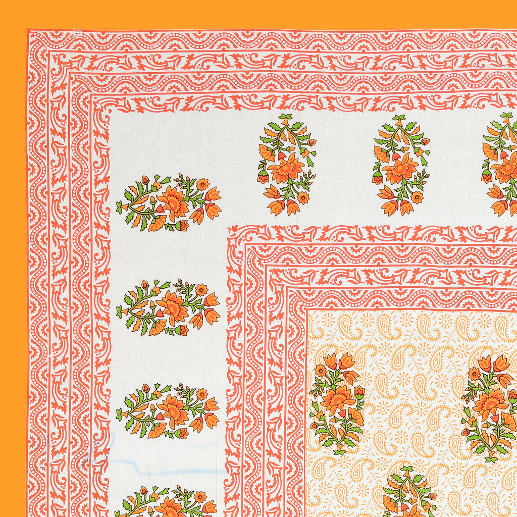 Orange Blossom Charm Cotton Bedsheet