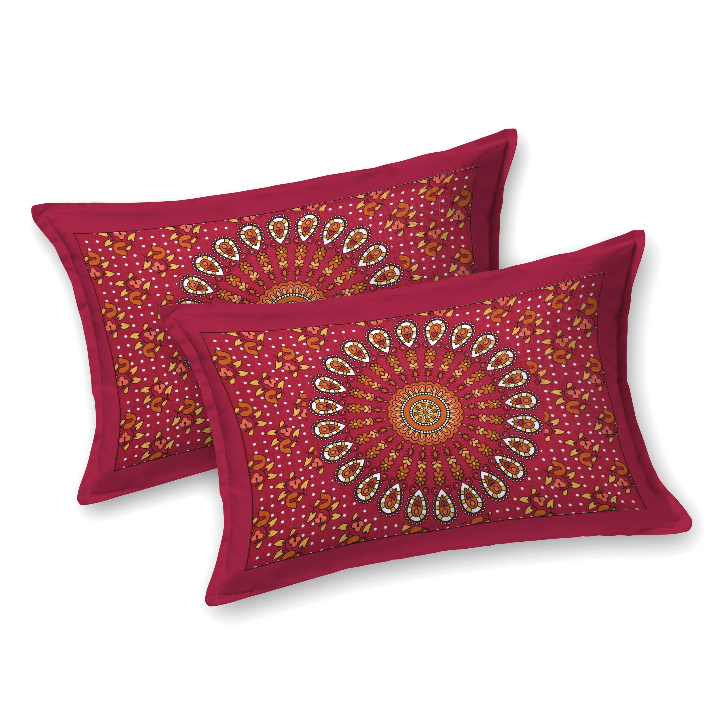 Maroon Mandala Radiance Cotton Bedsheet