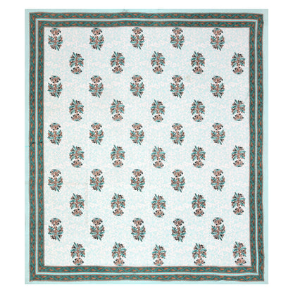 Blue Plant Block Print – Cotton Bedsheet Set