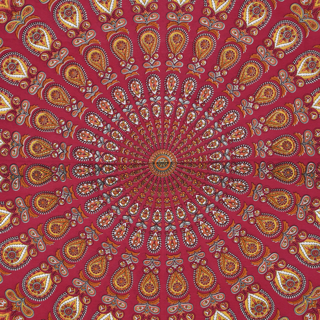 Maroon Mandala Radiance Cotton Bedsheet