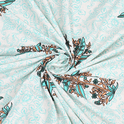Blue Plant Block Print – Cotton Bedsheet Set