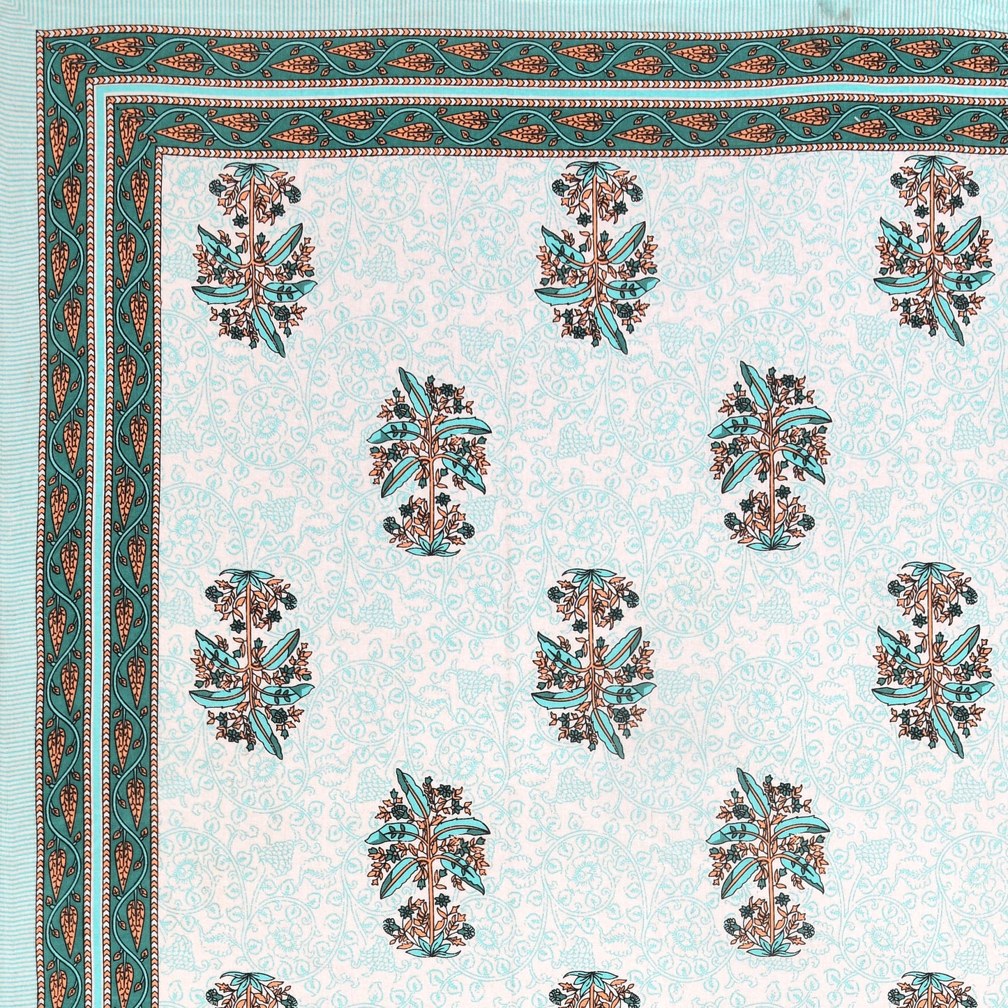 Blue Plant Block Print – Cotton Bedsheet Set