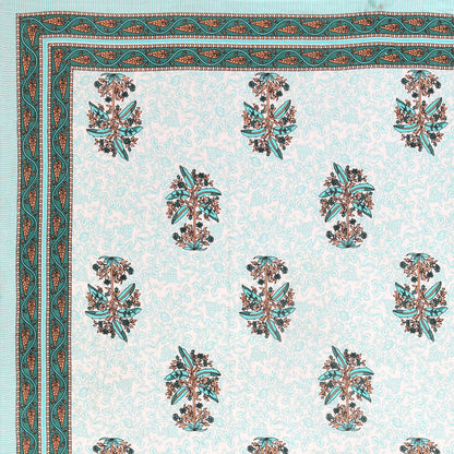 Blue Plant Block Print – Cotton Bedsheet Set