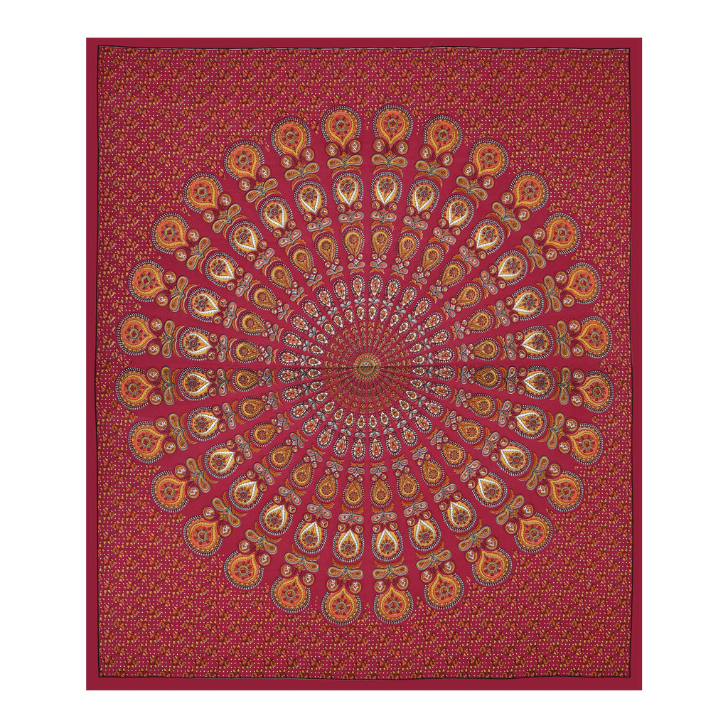 Maroon Mandala Radiance Cotton Bedsheet