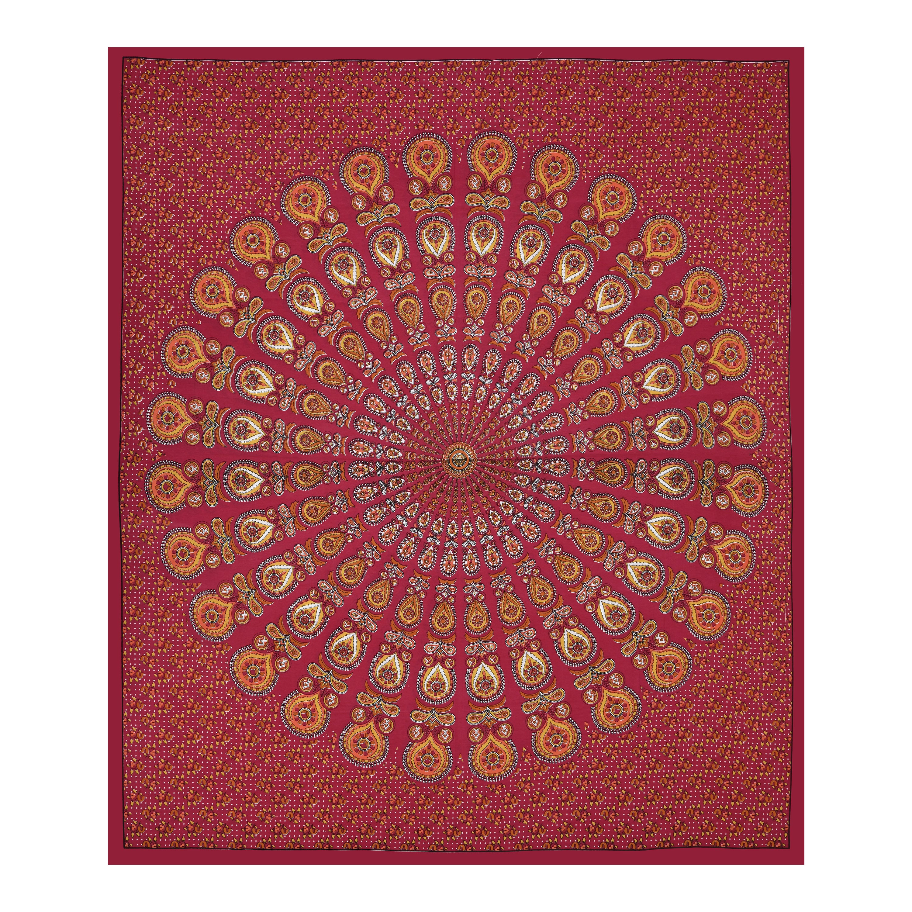 Maroon Mandala Radiance Cotton Bedsheet