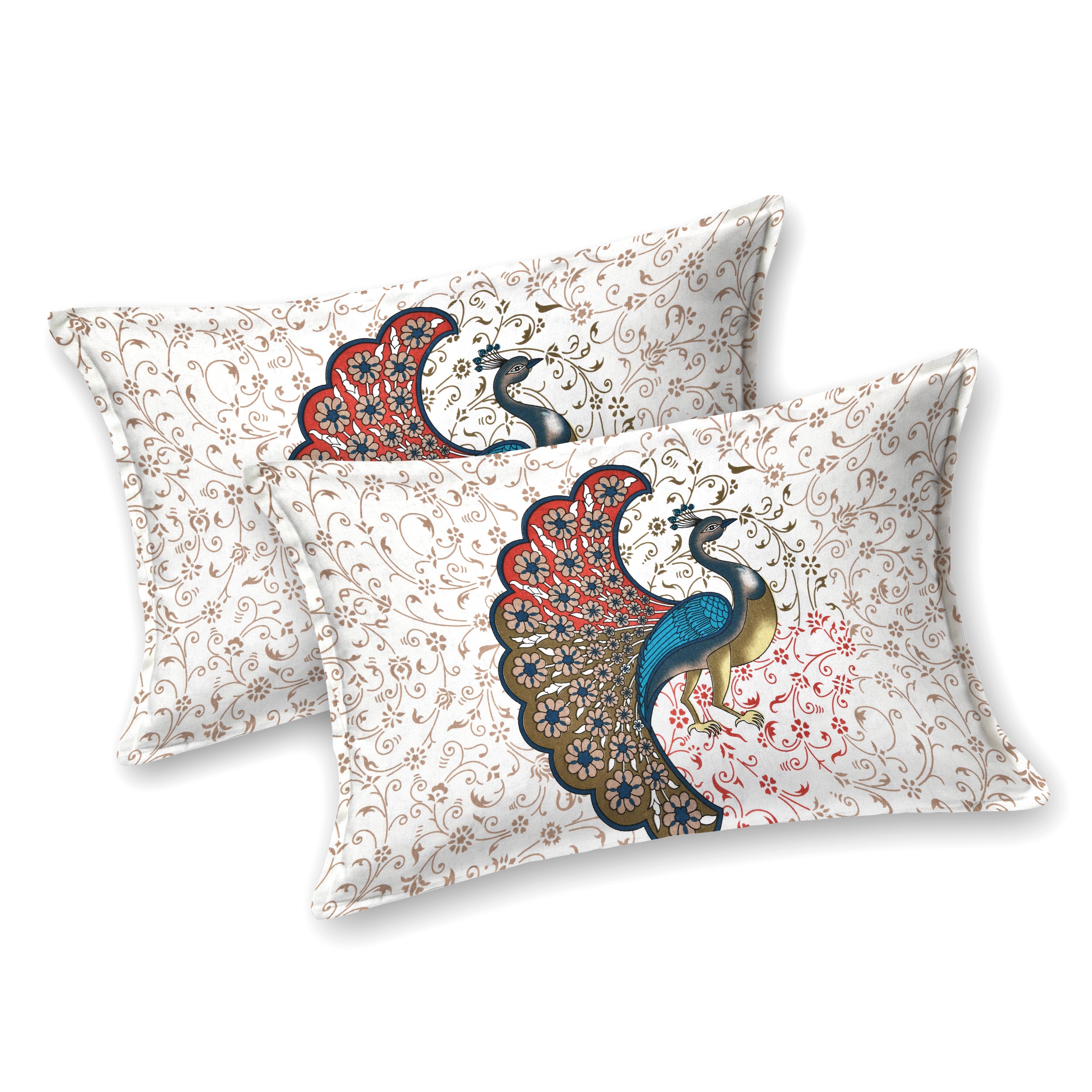 Majestic Peacock Print Cotton Bedsheet