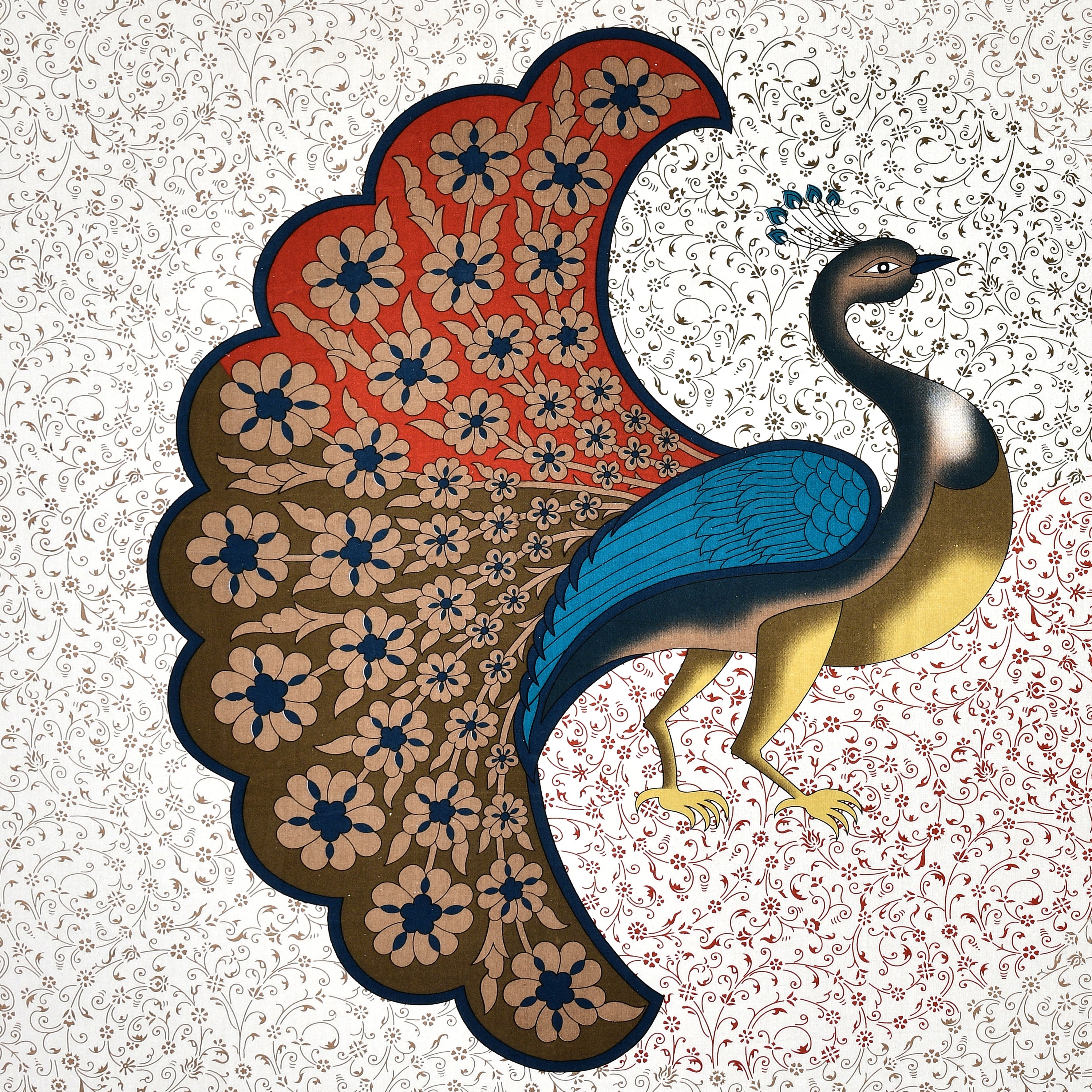 Majestic Peacock Print Cotton Bedsheet