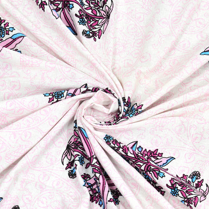 Pink Plant Block Print – Cotton Bedsheet Set