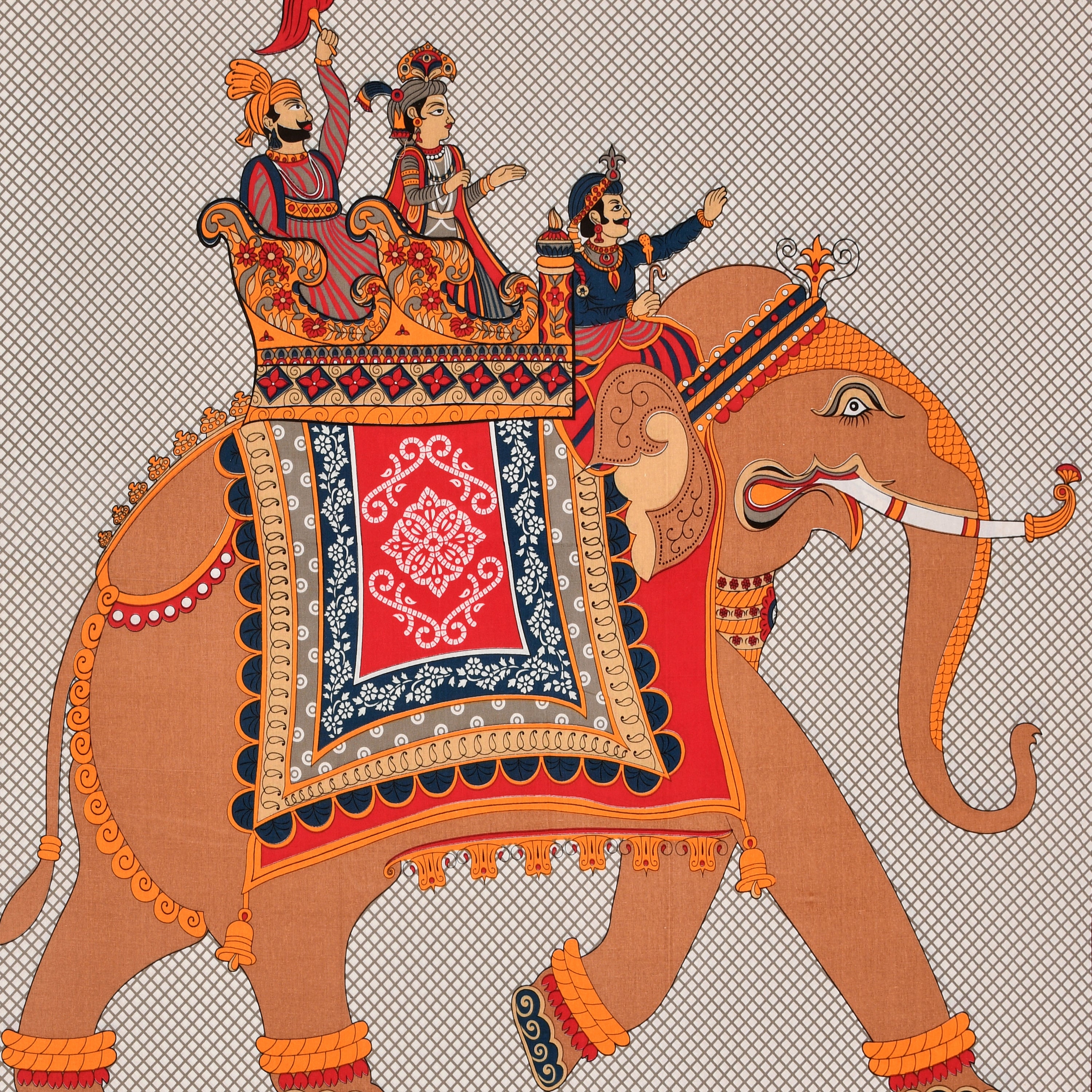 Red Elephant Parade Cotton Bedsheet