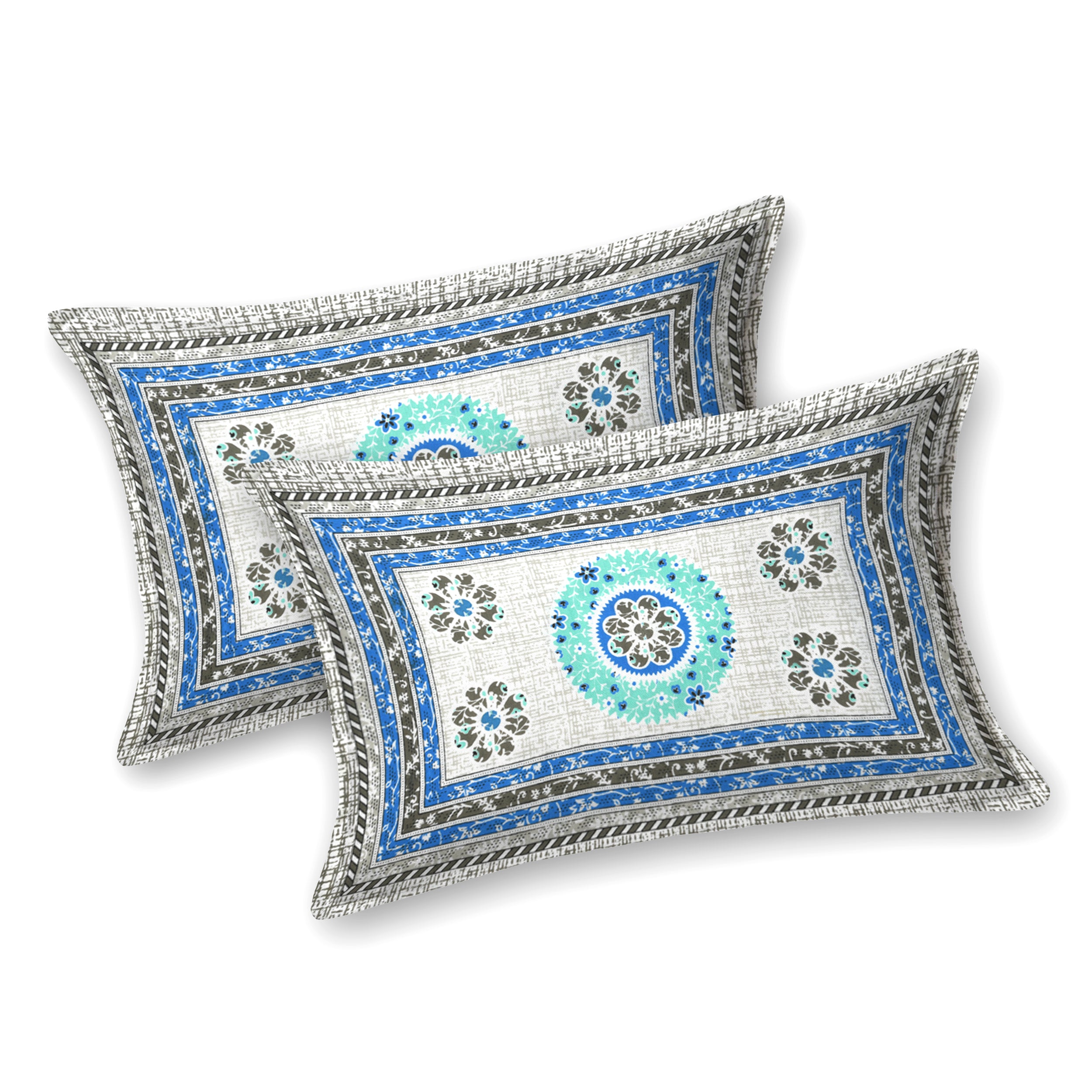 Mandala Art Cotton Bedsheet – Ocean Blue Elegance