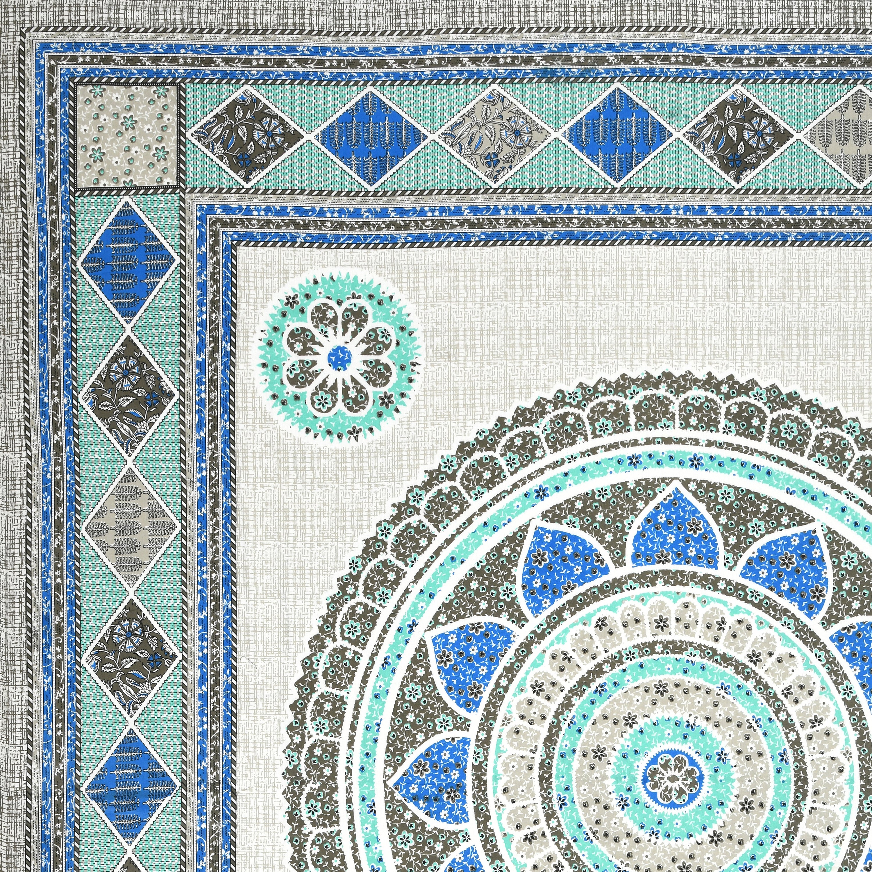 Mandala Art Cotton Bedsheet – Ocean Blue Elegance